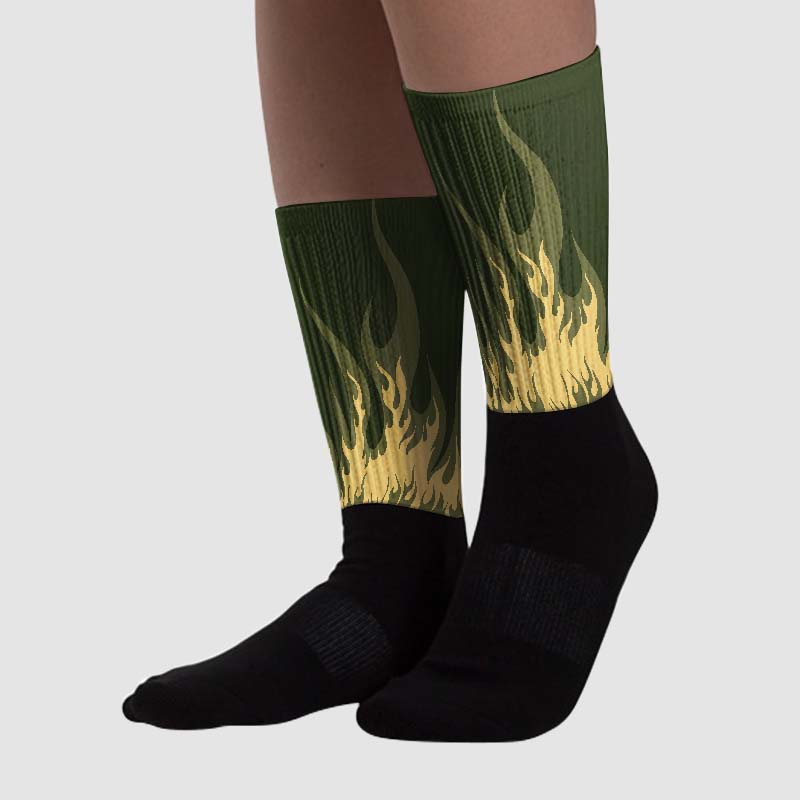 Craft Olive 4s superstreetwear Sublimated Socks FIRE Graphic