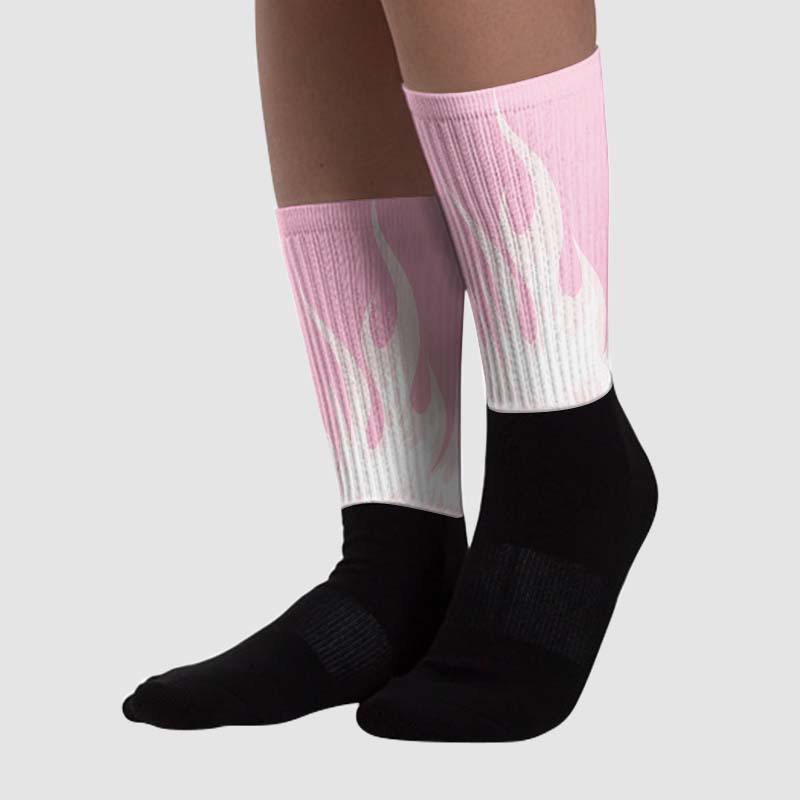 Dunk Low Pink Foam superstreetwear Sublimated Socks FIRE Graphic