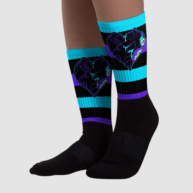 Aqua 6s superstreetwear Sublimated Socks Horizontal Stripes Graphic