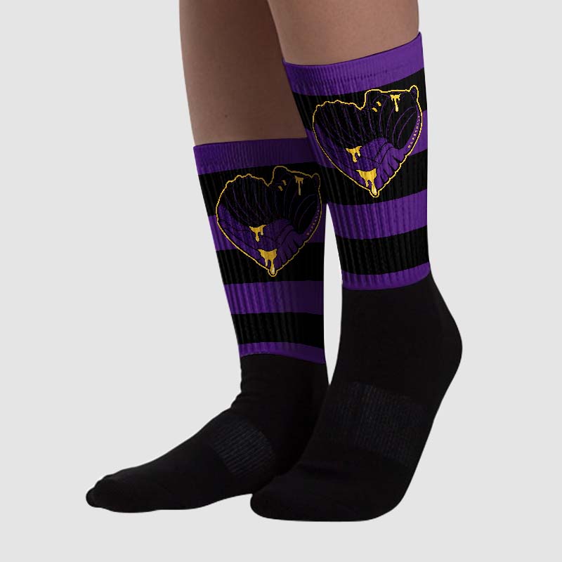 Field Purple 12s superstreetwear Sublimated Socks Horizontal Stripes Graphic