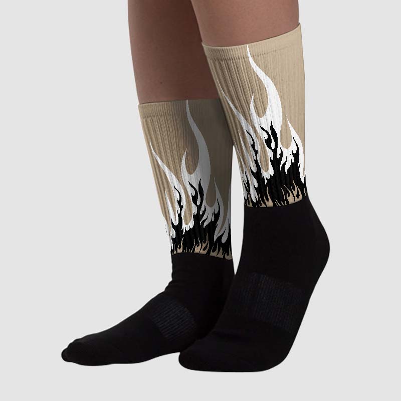 Latte 1s superstreetwear Sublimated Socks FIRE Graphic