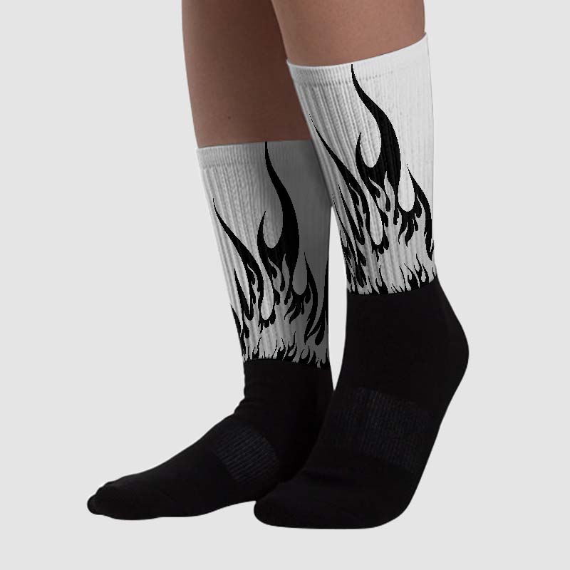 Off Noir 3s superstreetwear Sublimated Socks FIRE Graphic
