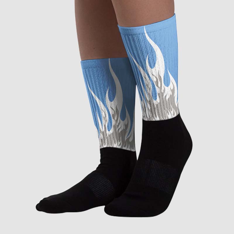 University Blue 5s superstreetwear Sublimated Socks FIRE Graphic