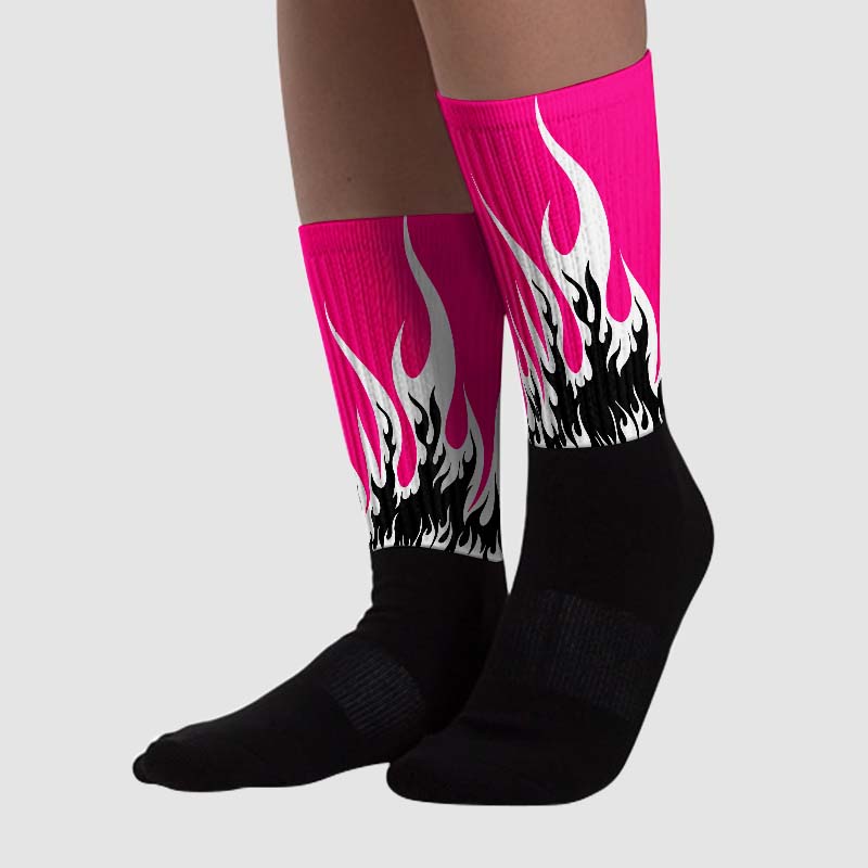 Fierce Pink 1s superstreetwear Sublimated Socks FIRE Graphic