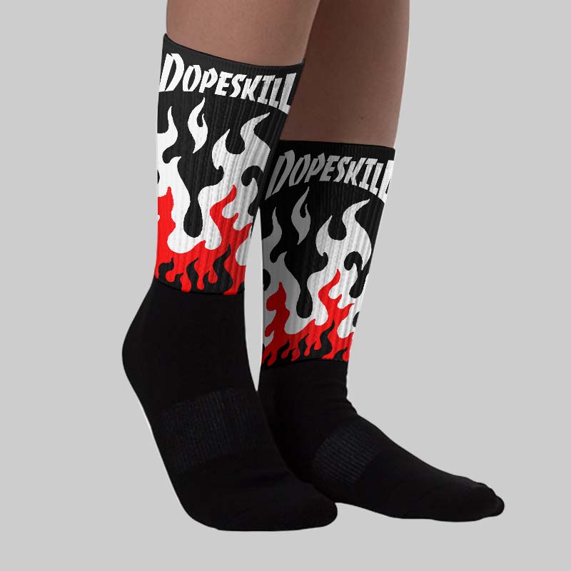 Black and White Collection superstreetwear Sublimated Socks FIRE Graphic