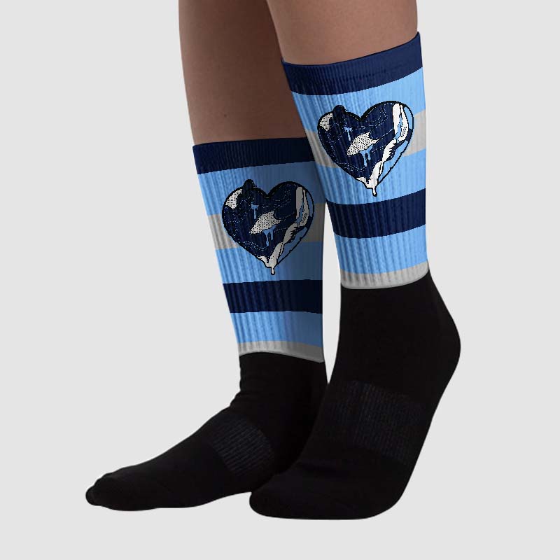 Midnight Navy 5s superstreetwear Sublimated Socks Horizontal Stripes Graphic