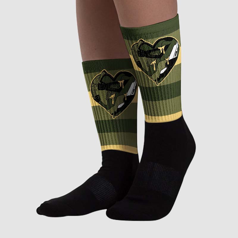 Craft Olive 4s superstreetwear Sublimated Socks Horizontal Stripes Graphic