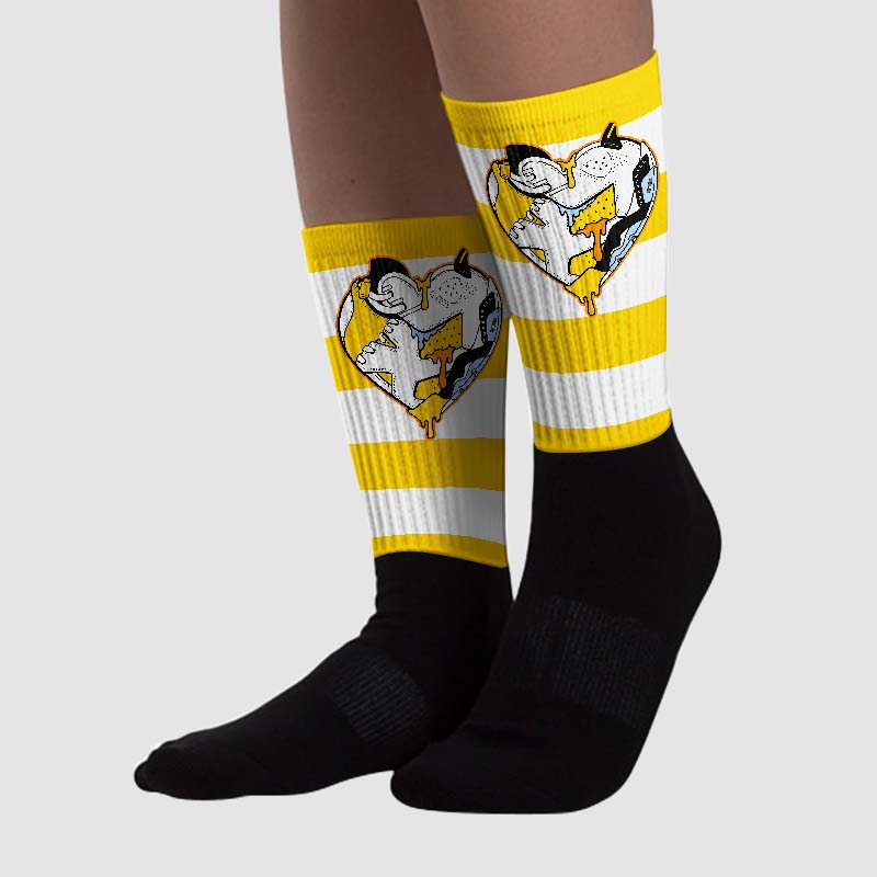 Yellow Ochre 6s superstreetwear Sublimated Socks Horizontal Stripes Graphic