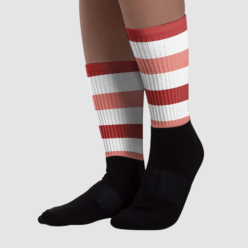 Dune Red 13s superstreetwear Sublimated Socks Horizontal Stripes Graphic