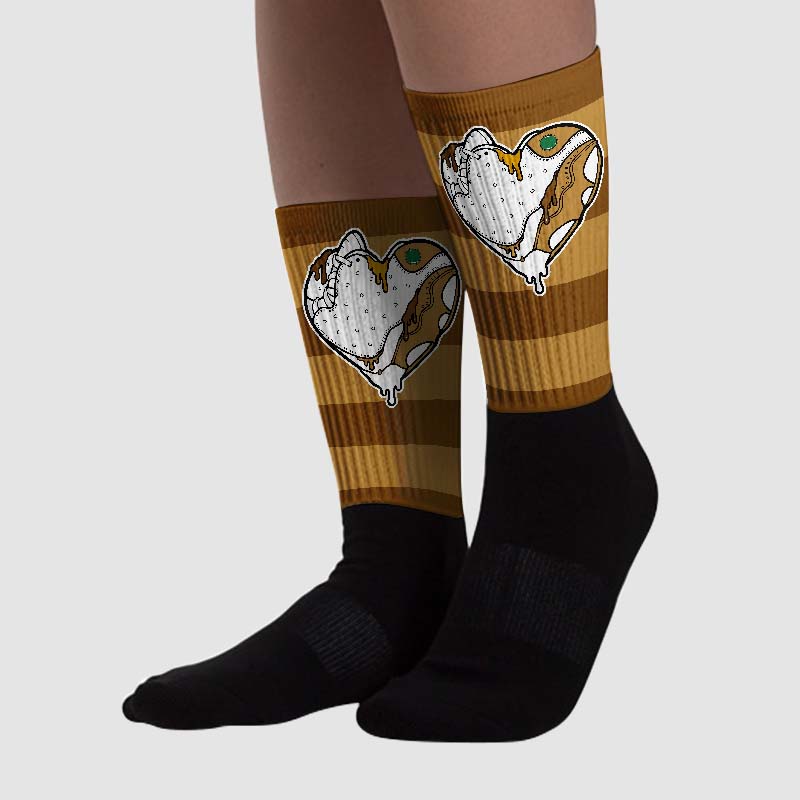 Wheat 13s superstreetwear Sublimated Socks Horizontal Stripes Graphic