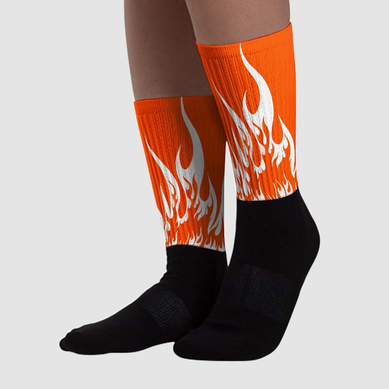 Orange Milk superstreetwear Sublimated Socks FIRE Graphic