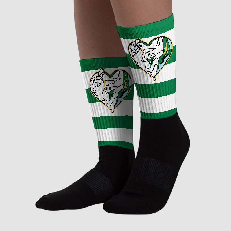 Lucky Green 5s superstreetwear Sublimated Socks Horizontal Stripes Graphic