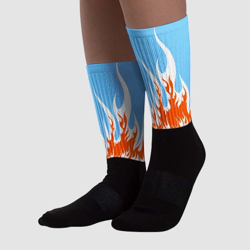 Dunk Low Futura University Blue superstreetwear Sublimated Socks FIRE Graphic