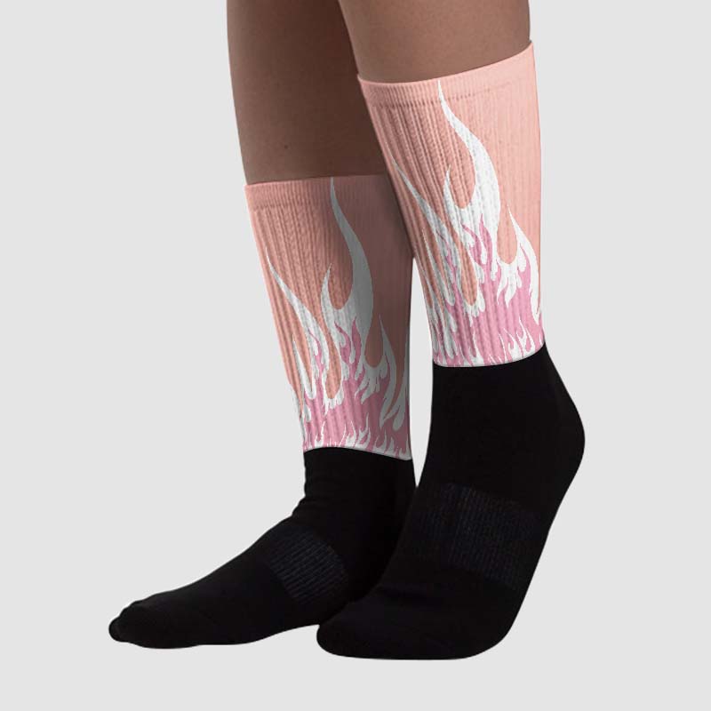 Legend Pink 11s superstreetwear Sublimated Socks FIRE Graphic