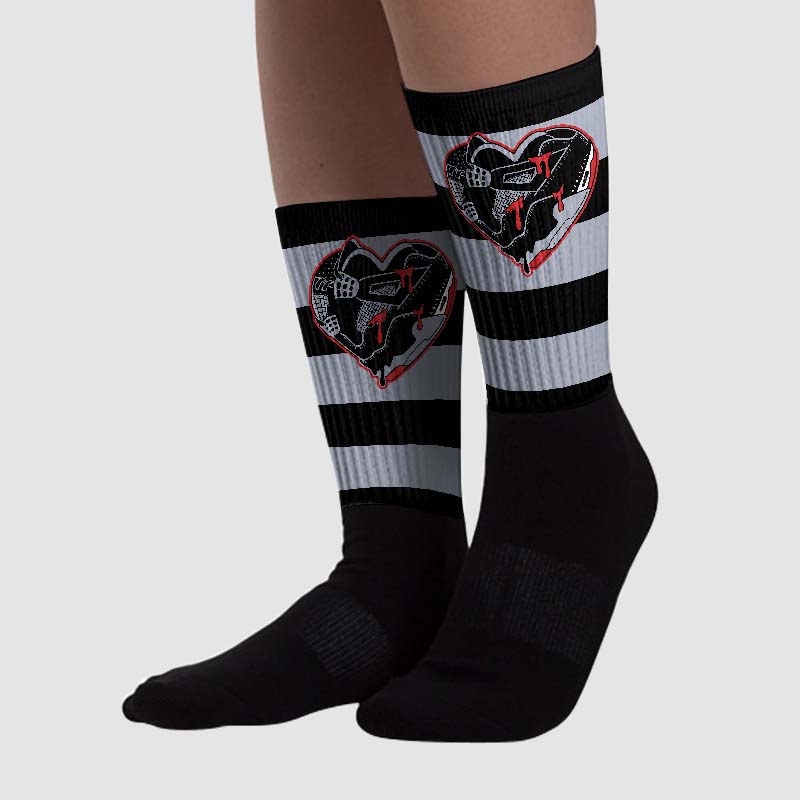 Bred Reimagined 4s superstreetwear Sublimated Socks Horizontal Stripes Graphic