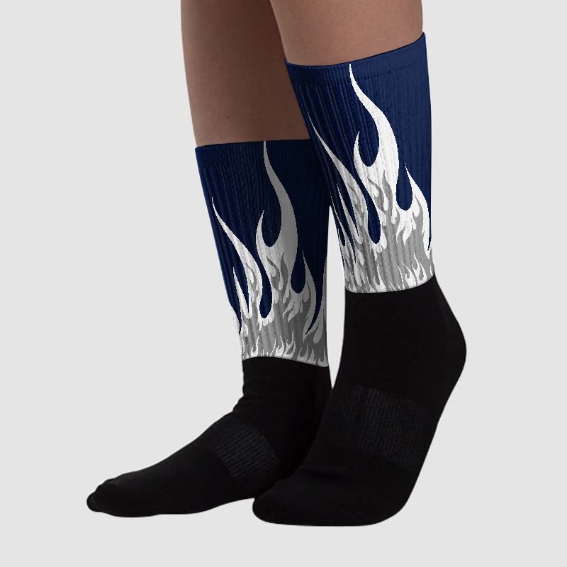 AJ Spizike White Obsidian superstreetwear Sublimated Socks FIRE Graphic