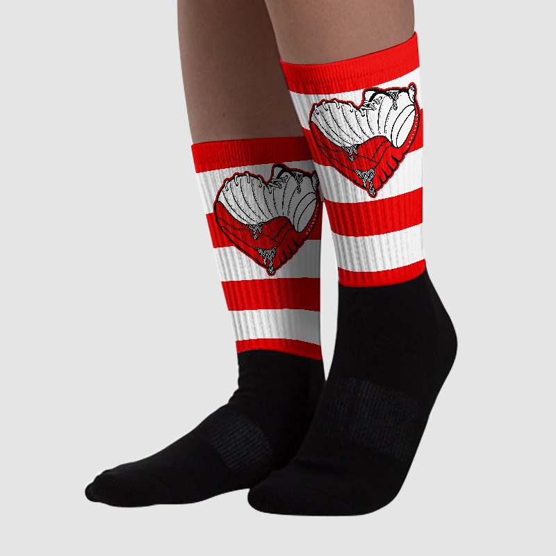 Cherry 12s superstreetwear Sublimated Socks Horizontal Stripes Graphic