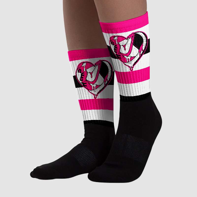 Fierce Pink 1s superstreetwear Sublimated Socks Horizontal Stripes Graphic