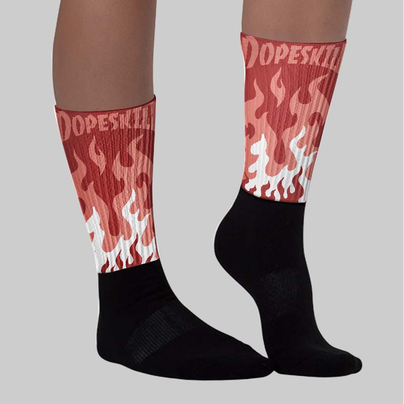 Dune Red 13s superstreetwear Sublimated Socks FIRE Graphic