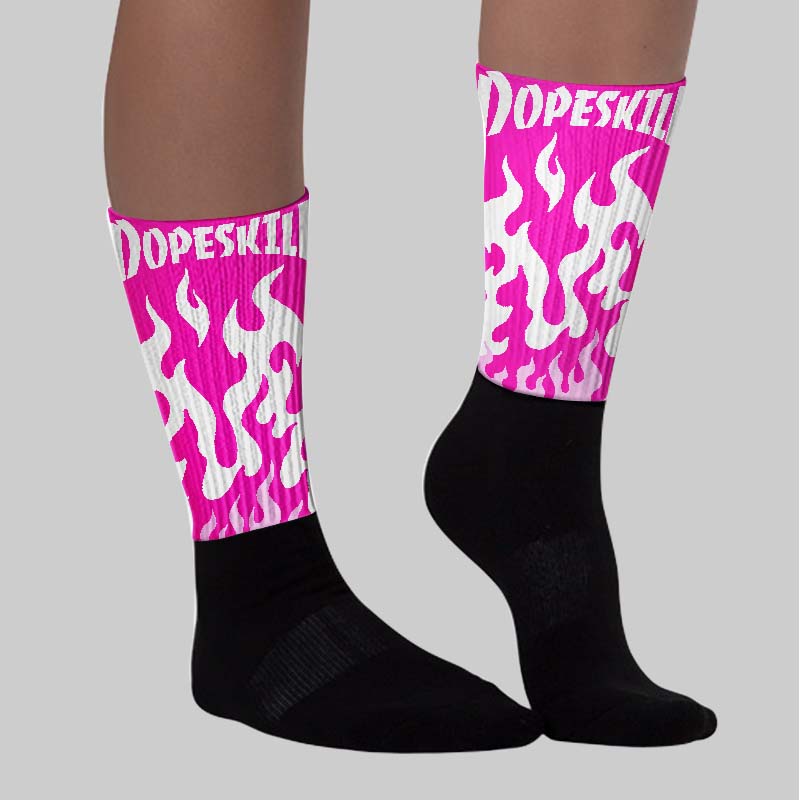 Dunk Low Active Fuchsia superstreetwear Sublimated Socks FIRE Graphic
