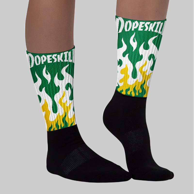 Lucky Green 5s superstreetwear Sublimated Socks FIRE Graphic