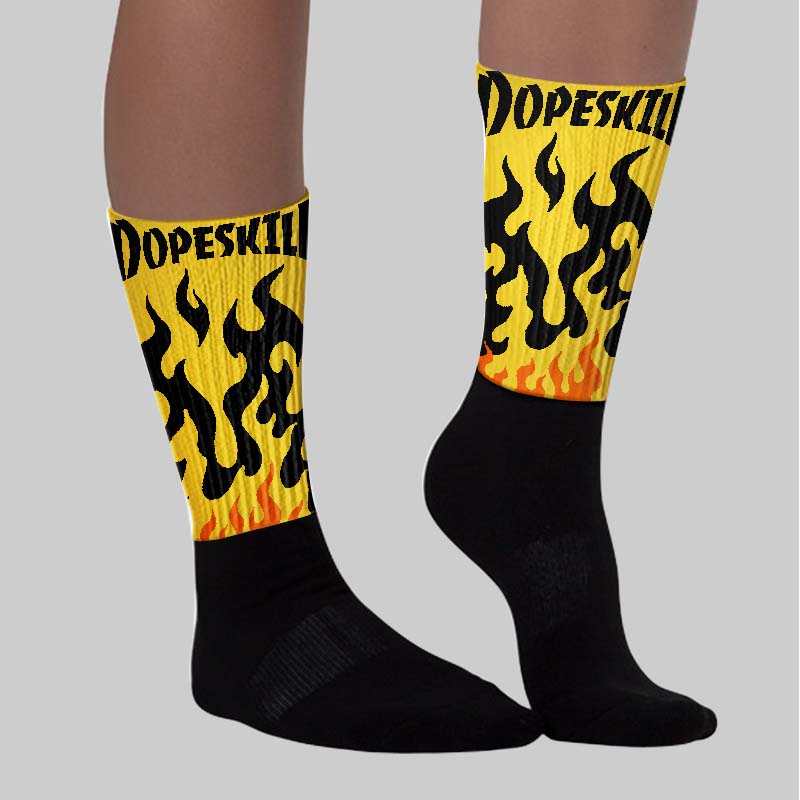 Black Tour Yellow AJ 4 Thunder superstreetwear Sublimated Socks FIRE Graphic