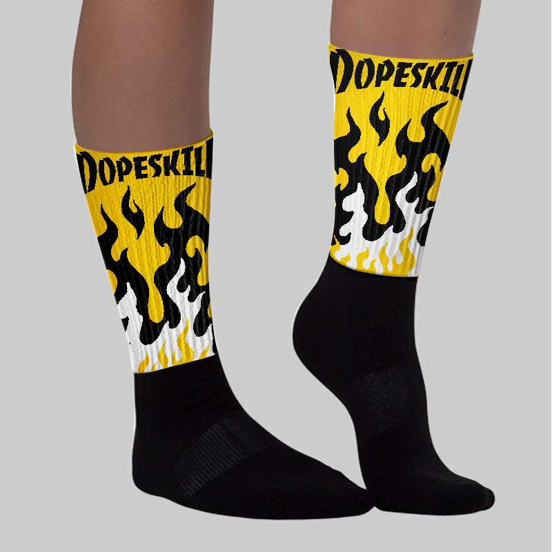 Yellow Ochre 6s superstreetwear Sublimated Socks FIRE Graphic