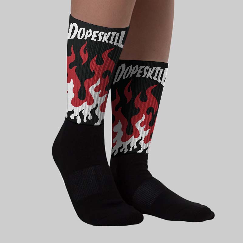 Bred Velvet 11s superstreetwear Sublimated Socks FIRE Graphic