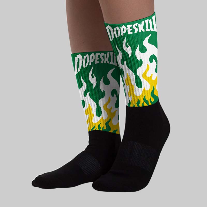 Lucky Green 5s superstreetwear Sublimated Socks FIRE Graphic