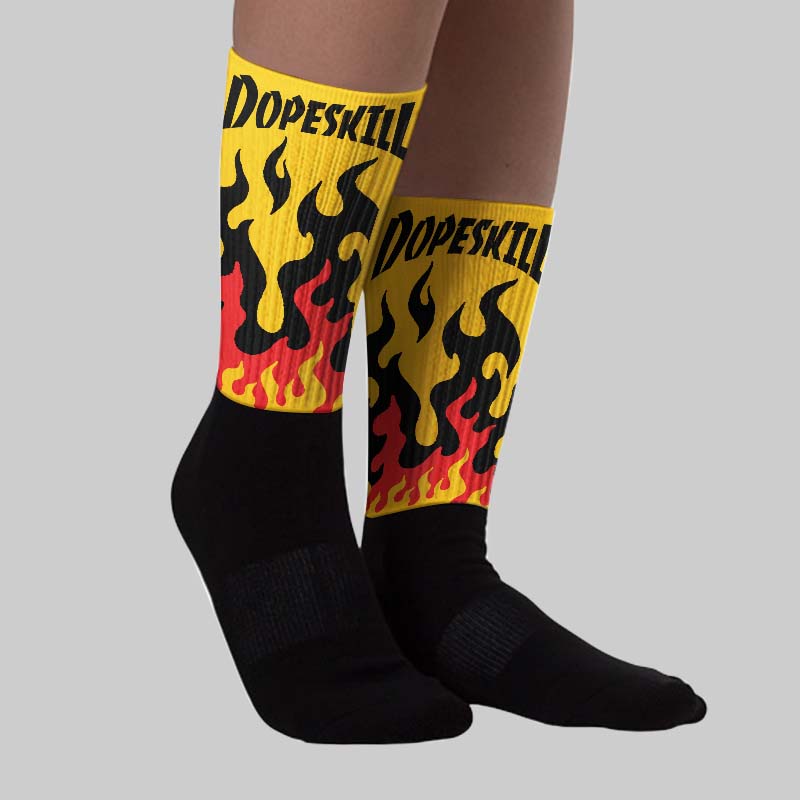 Yellow Collection superstreetwear Sublimated Socks FIRE Graphic