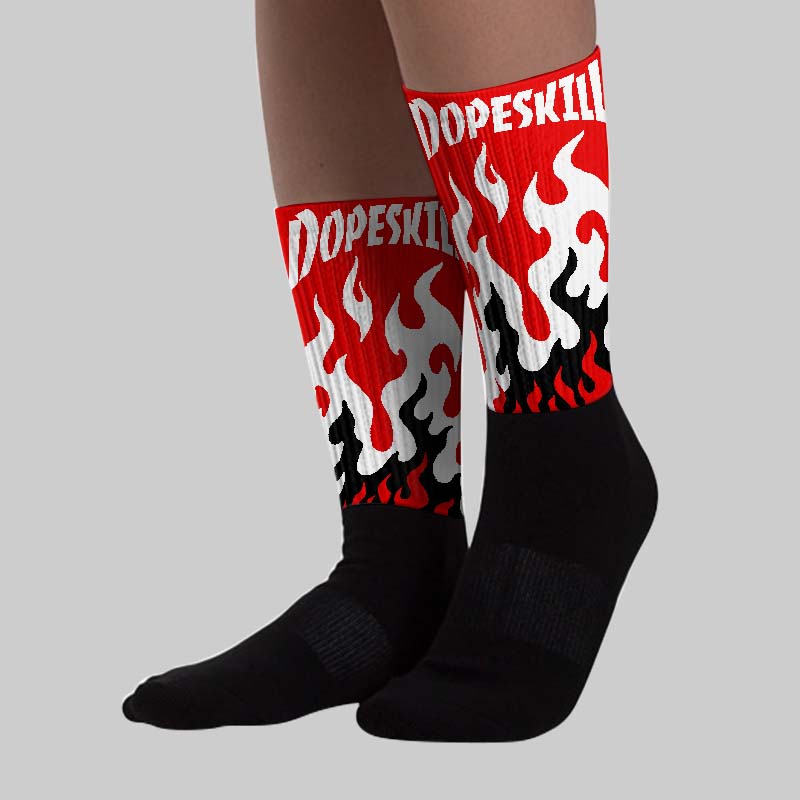 Red Cement 4S superstreetwear Sublimated Socks FIRE Graphic