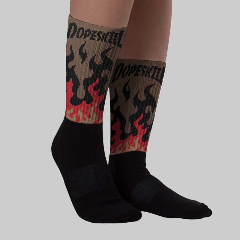 Olive 9s superstreetwear Sublimated Socks FIRE Graphic