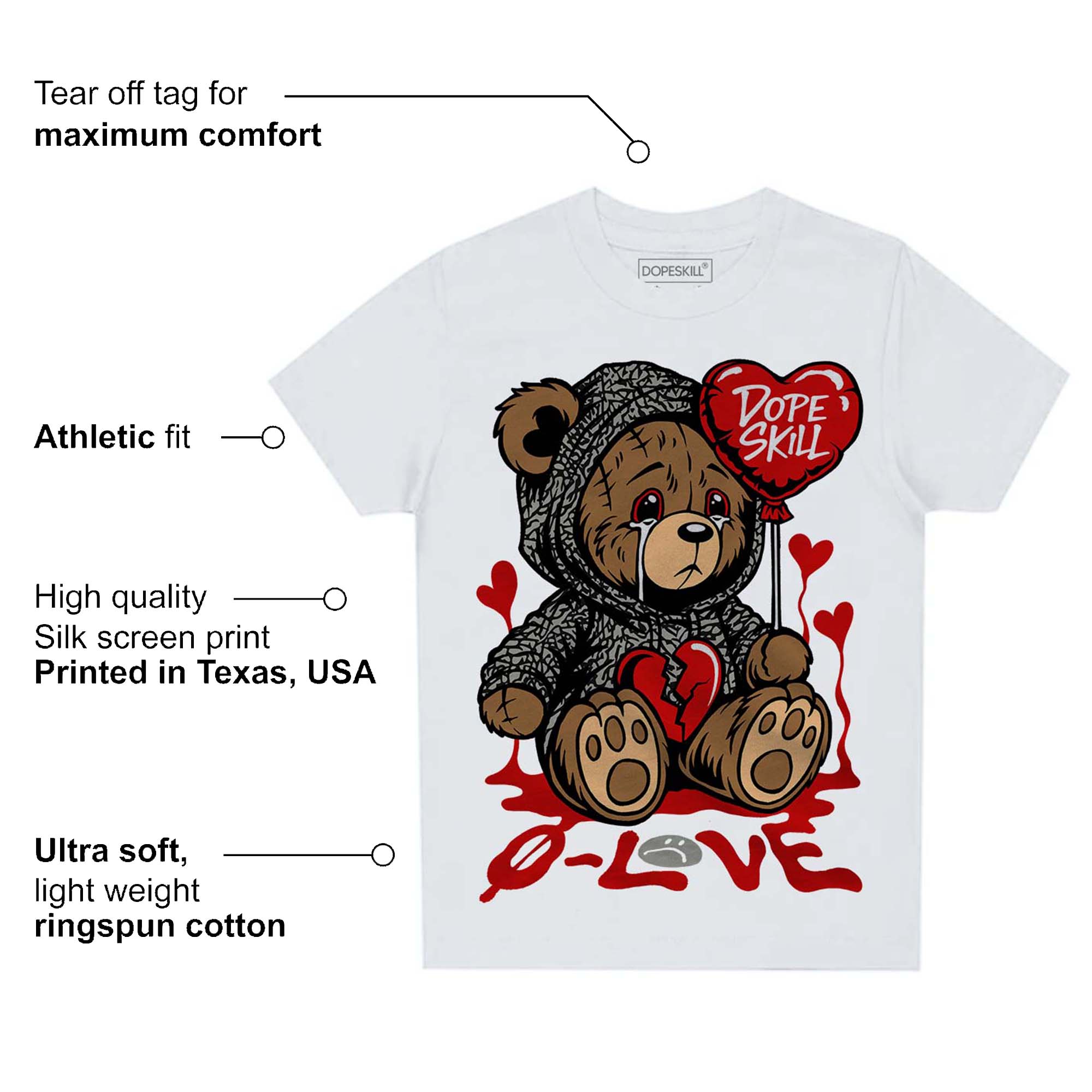 Fire Red 3s superstreetwear Toddler Kids T-shirt Broken Bear Graphic
