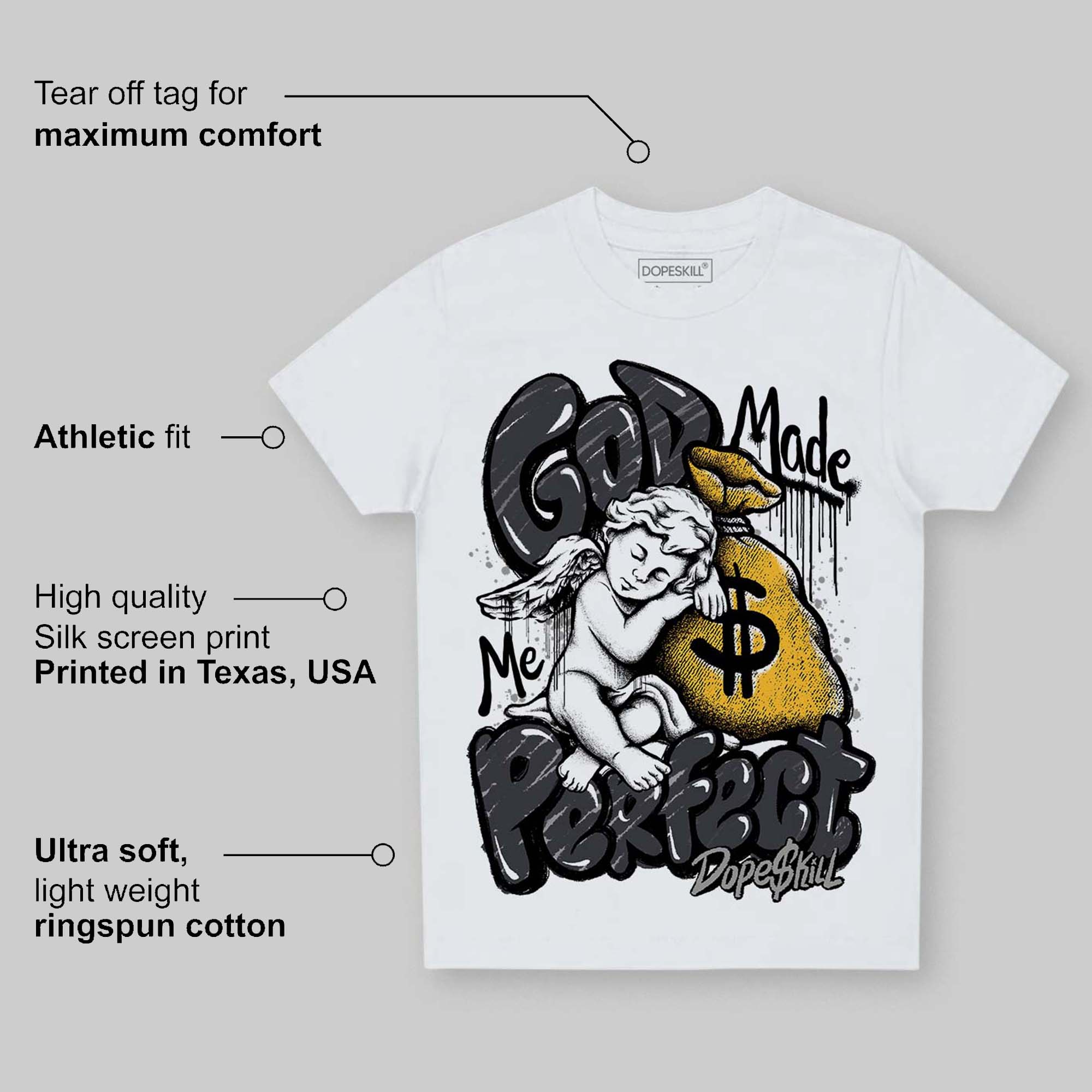 Black Cat 3s superstreetwear Toddler Kids T-shirt God Made Me Perfect Graphic