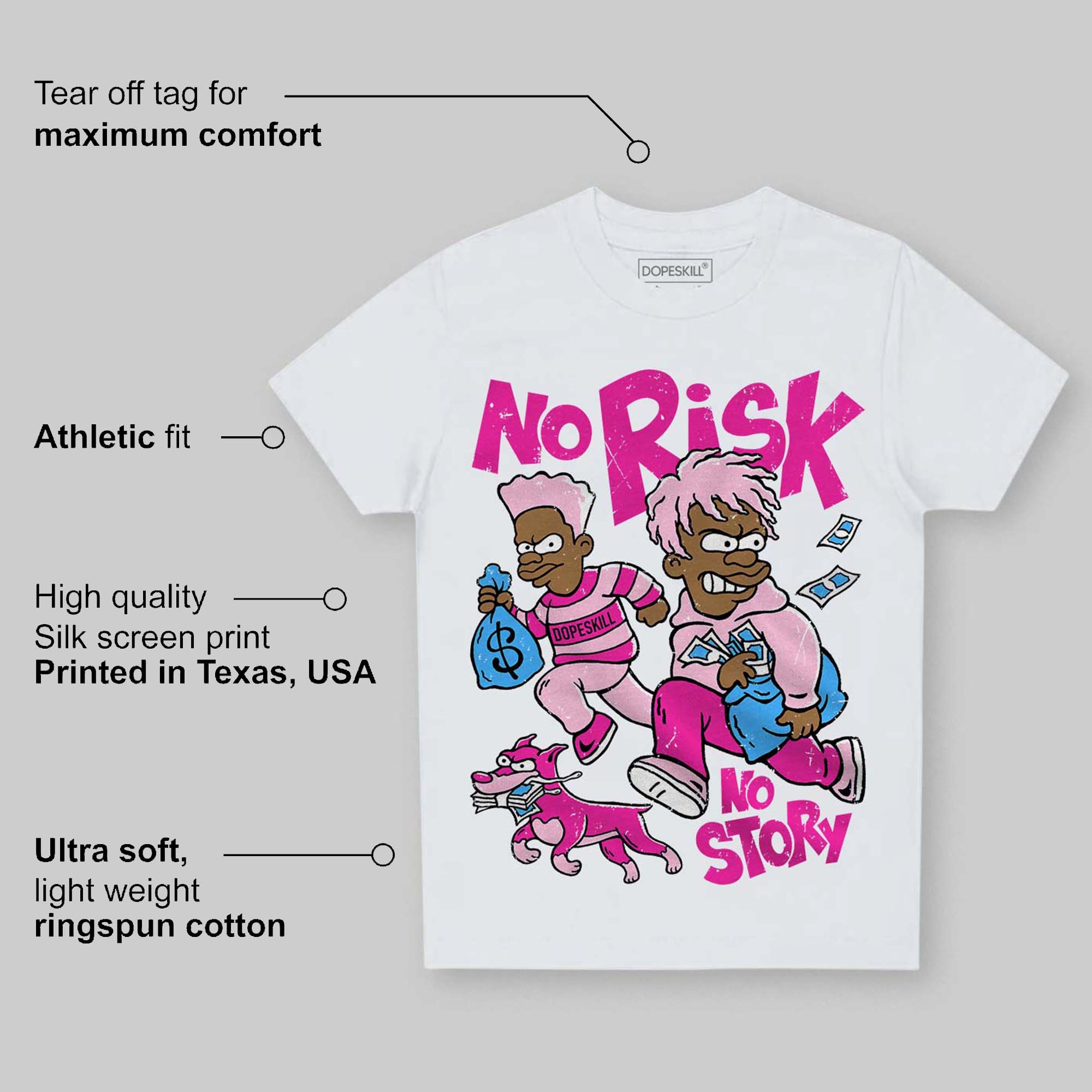 Pink Collection superstreetwear Toddler Kids T-shirt No Risk No Story Graphic