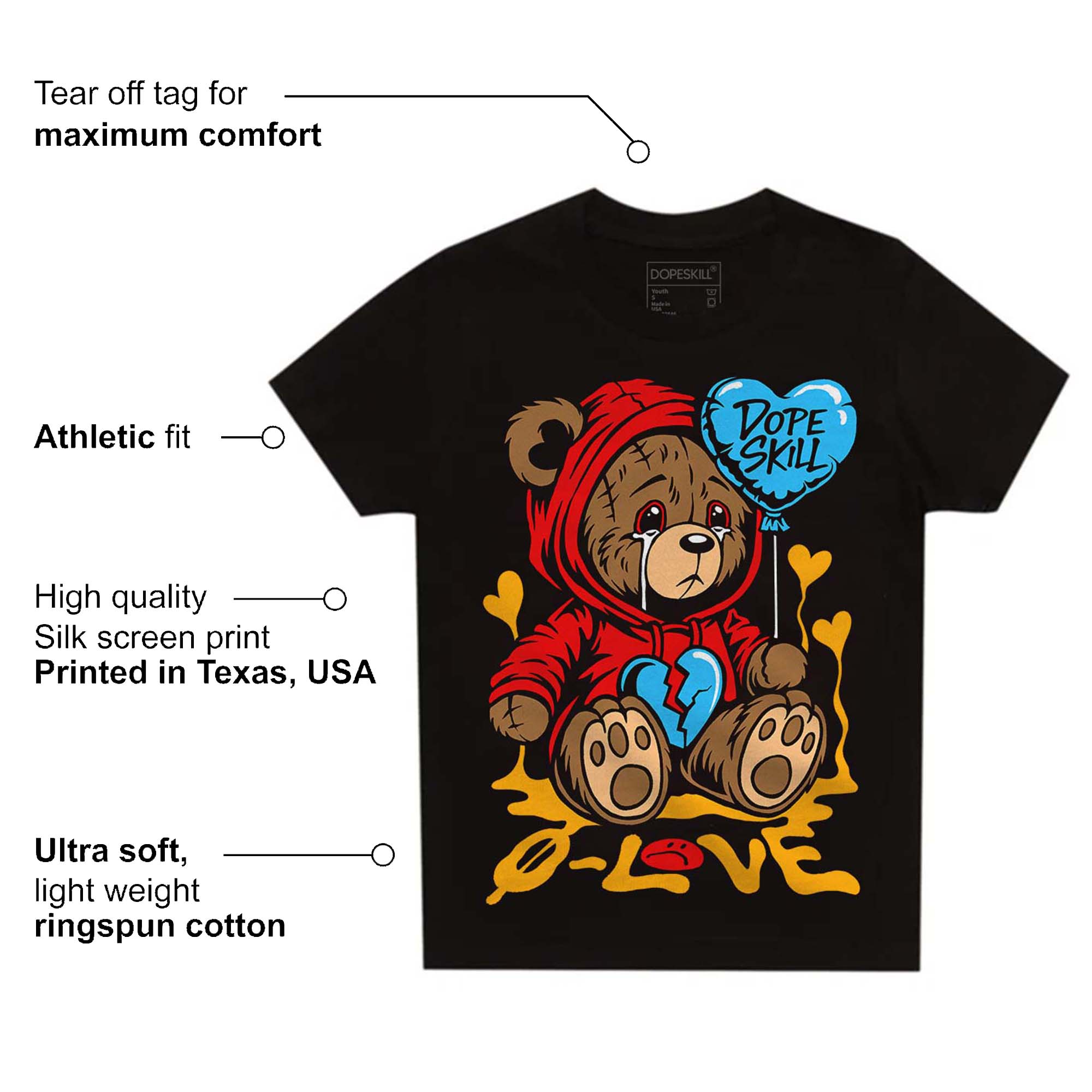Red Collection superstreetwear Toddler Kids T-shirt Broken Bear Graphic