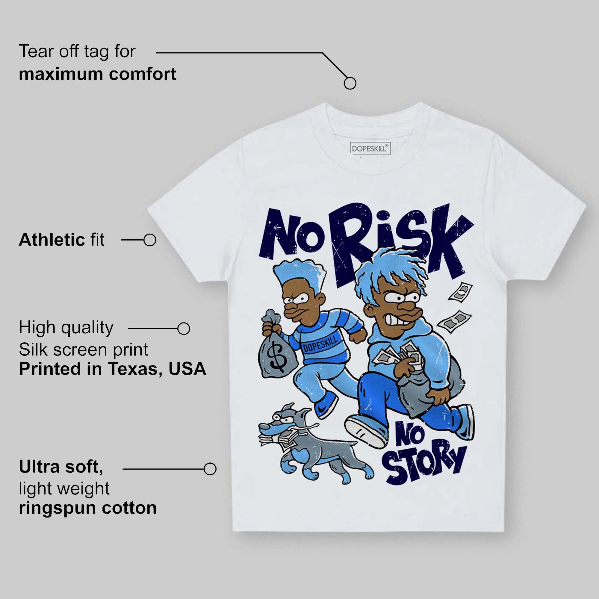 University Blue Collection superstreetwear Toddler Kids T-shirt No Risk No Story Graphic