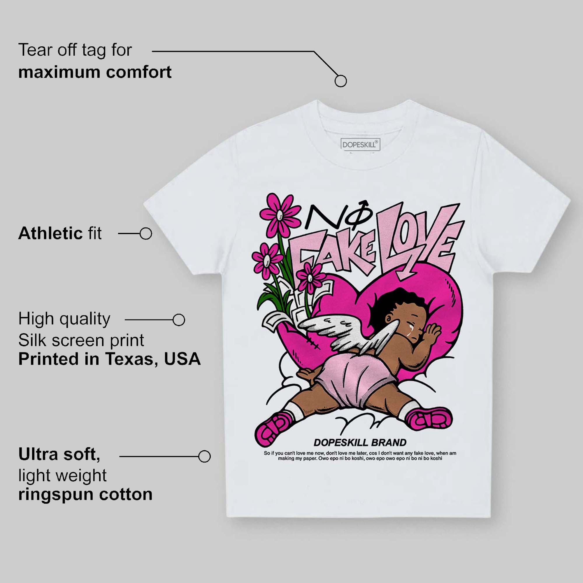 Pink Collection superstreetwear Toddler Kids T-shirt No Fake Love Graphic