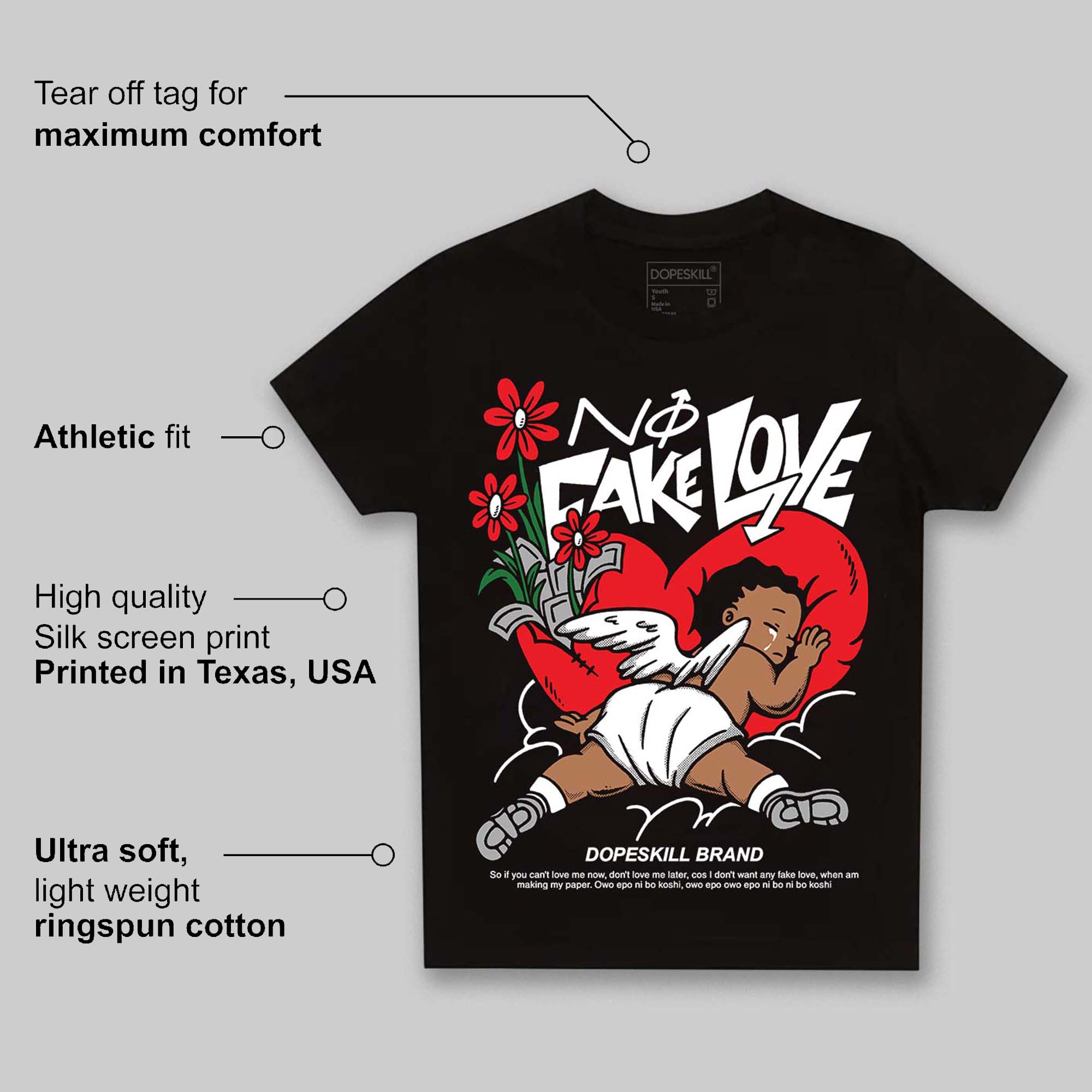 White Thunder 4s superstreetwear Toddler Kids T-shirt No Fake Love Graphic