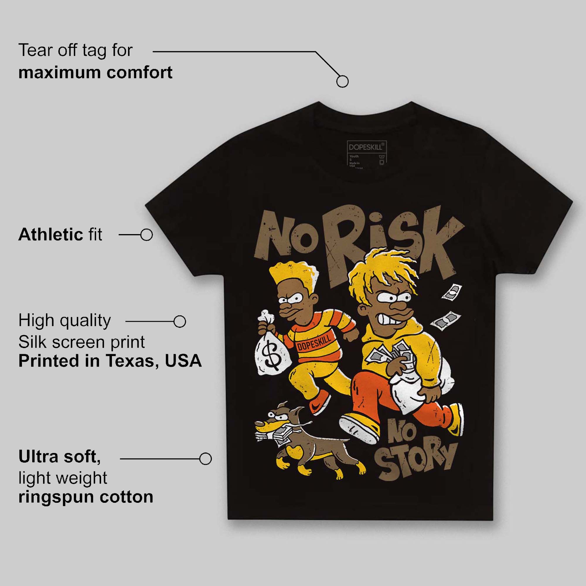 Yellow Collection superstreetwear Toddler Kids T-shirt No Risk No Story Graphic