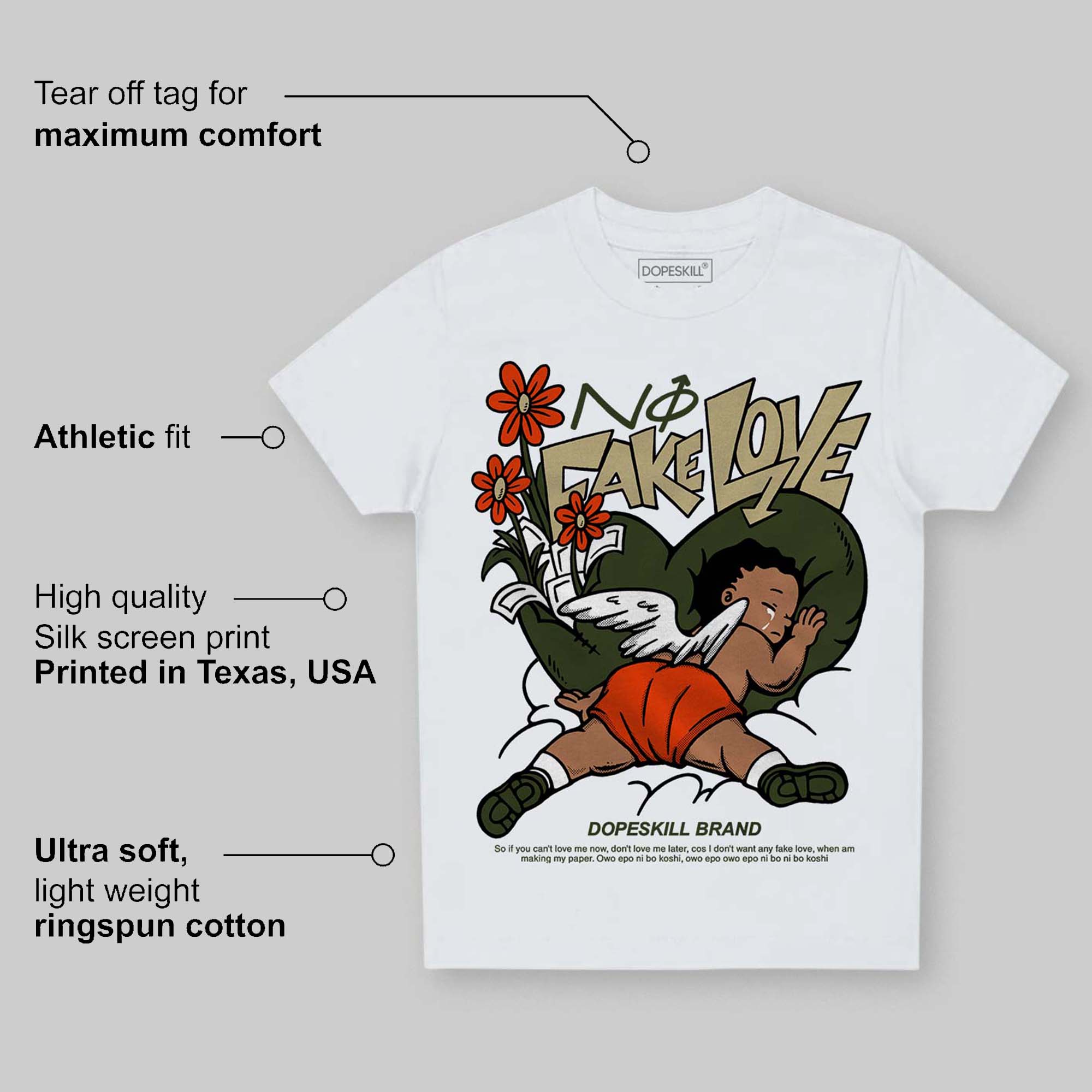 Olive Collection superstreetwear Toddler Kids T-shirt No Fake Love Graphic