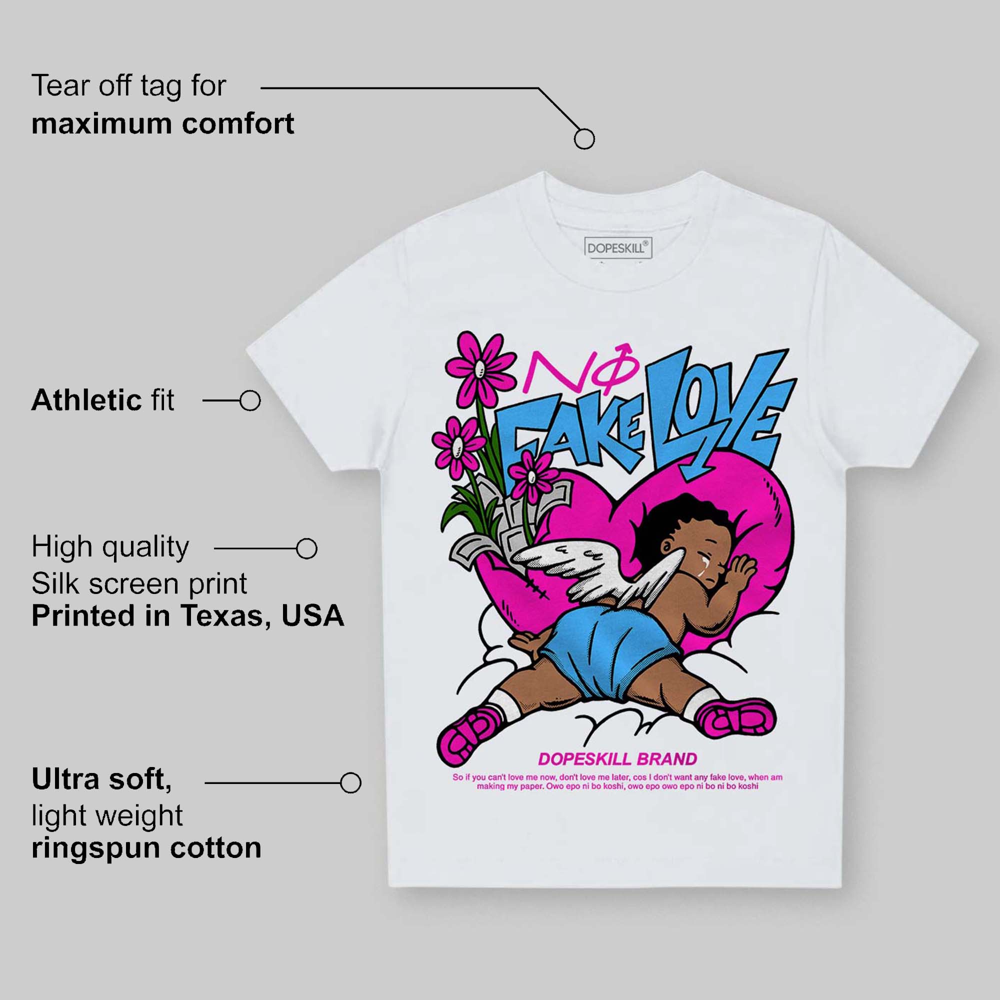 Dunk Low Active Fuchsia superstreetwear Toddler Kids T-shirt No Fake Love Graphic