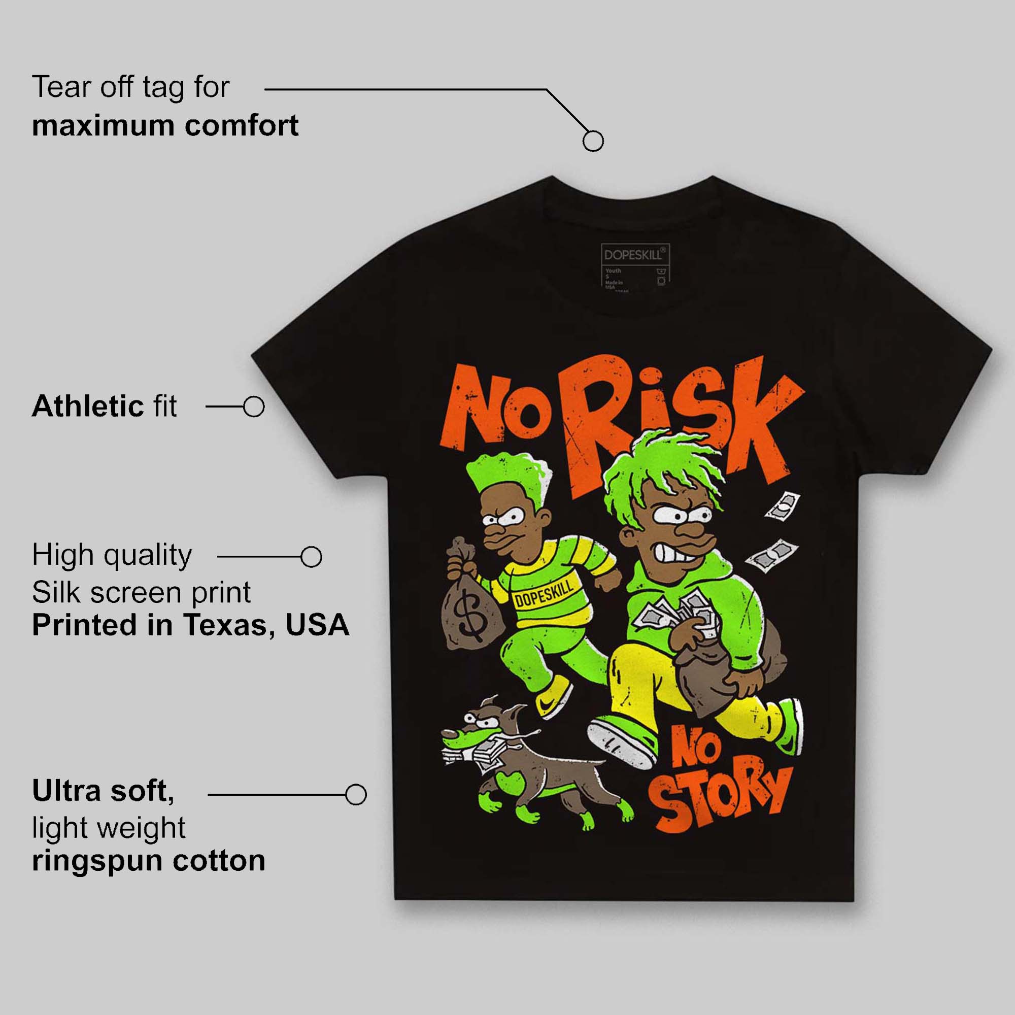 Neon Green Collection superstreetwear Toddler Kids T-shirt No Risk No Story Graphic