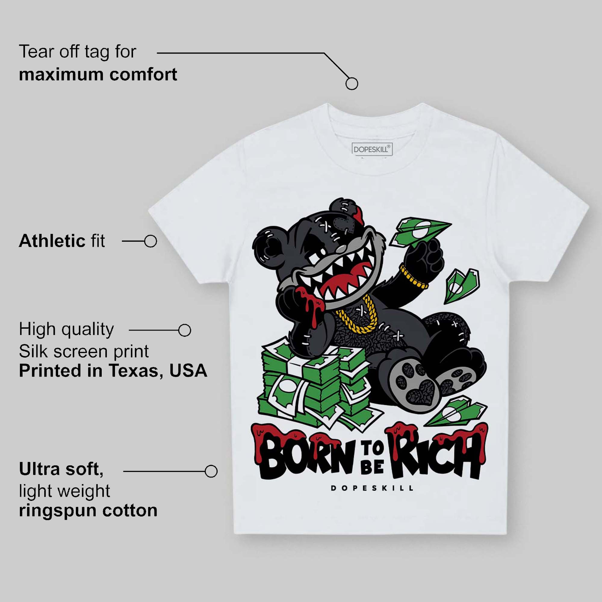 Black Cat 3s superstreetwear Toddler Kids T-shirt Born To Be Rich Graphic