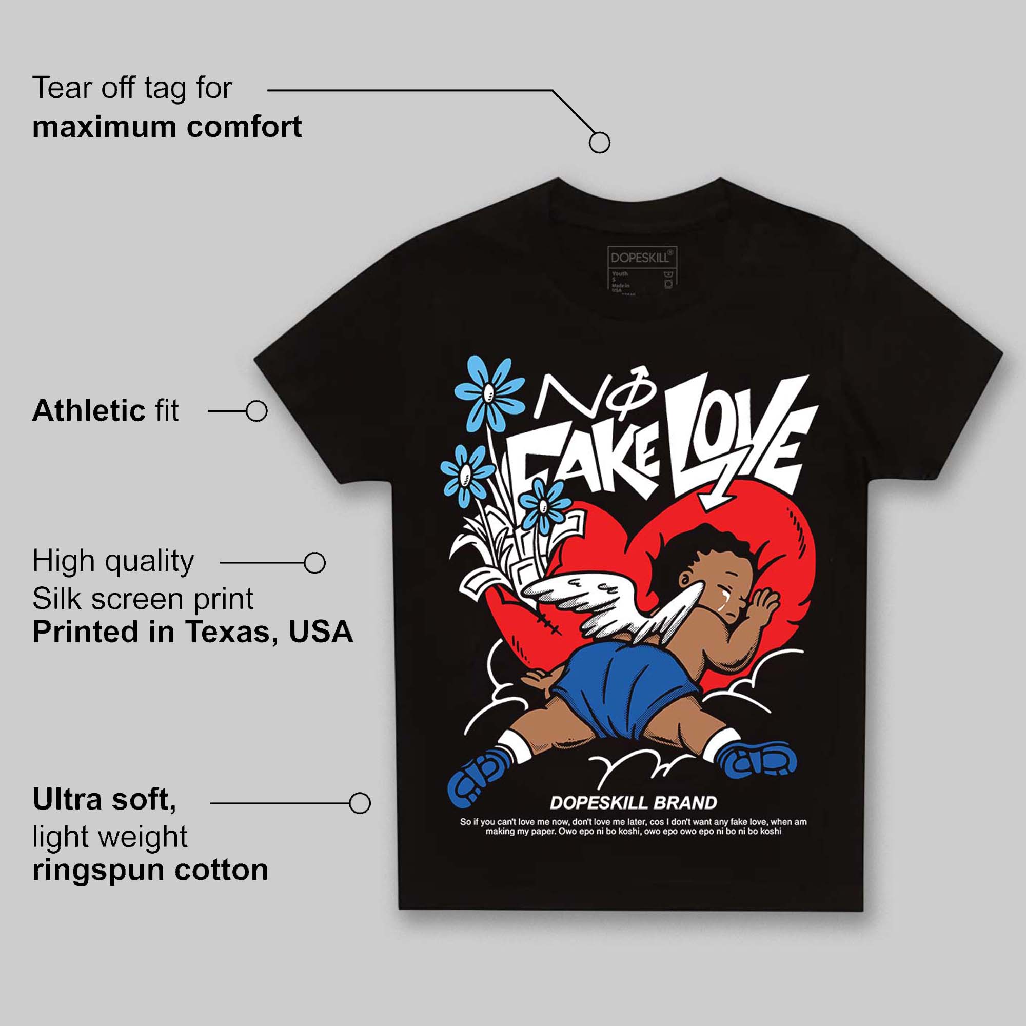 Blueberry 12s superstreetwear Toddler Kids T-shirt No Fake Love Graphic