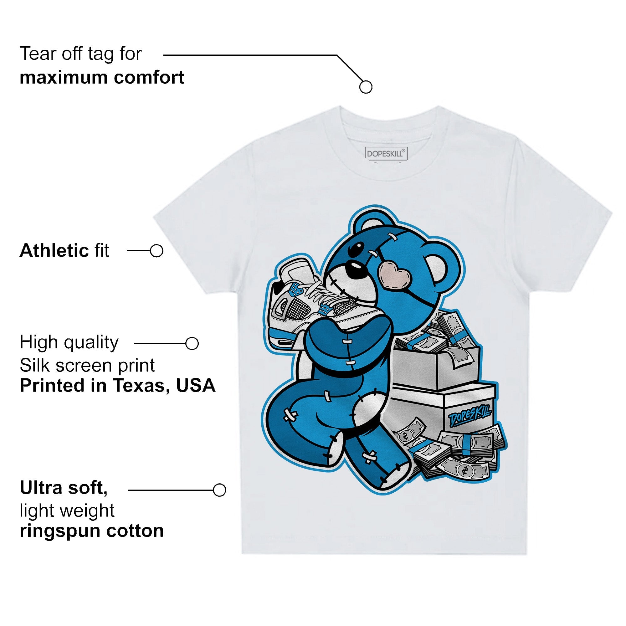 Military Blue 4s superstreetwear Toddler Kids T-shirt Bear Steals Sneaker Graphic
