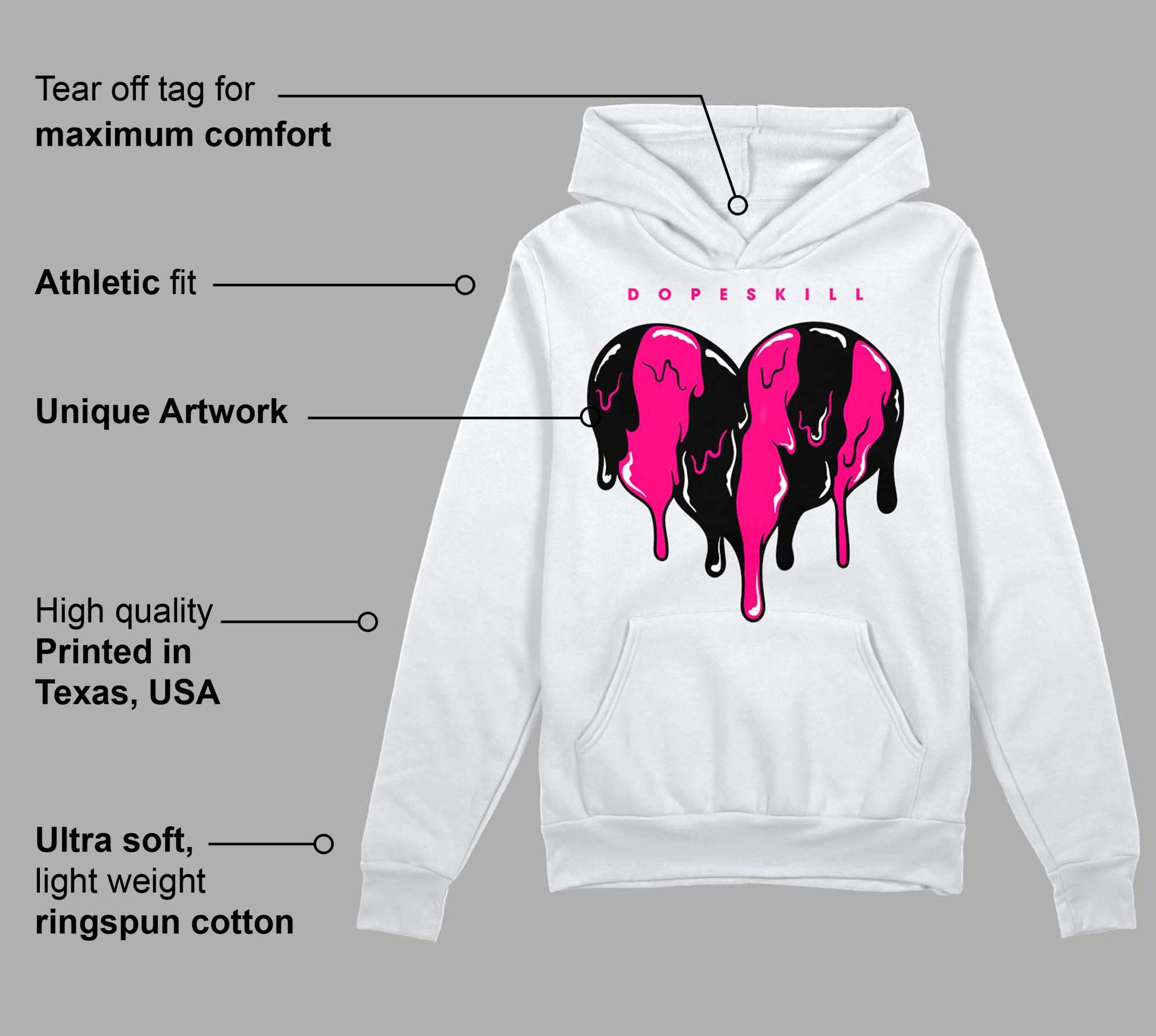 Fierce Pink 1s superstreetwear Hoodie Sweatshirt Slime Drip Heart Graphic