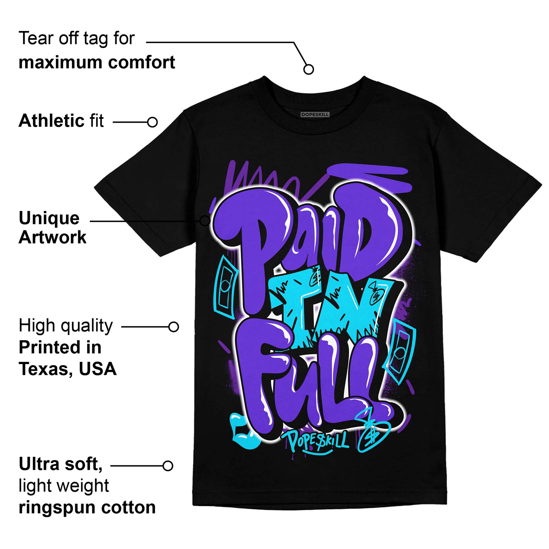 Aqua 6s superstreetwear T-Shirt New Paid In Full Graphic