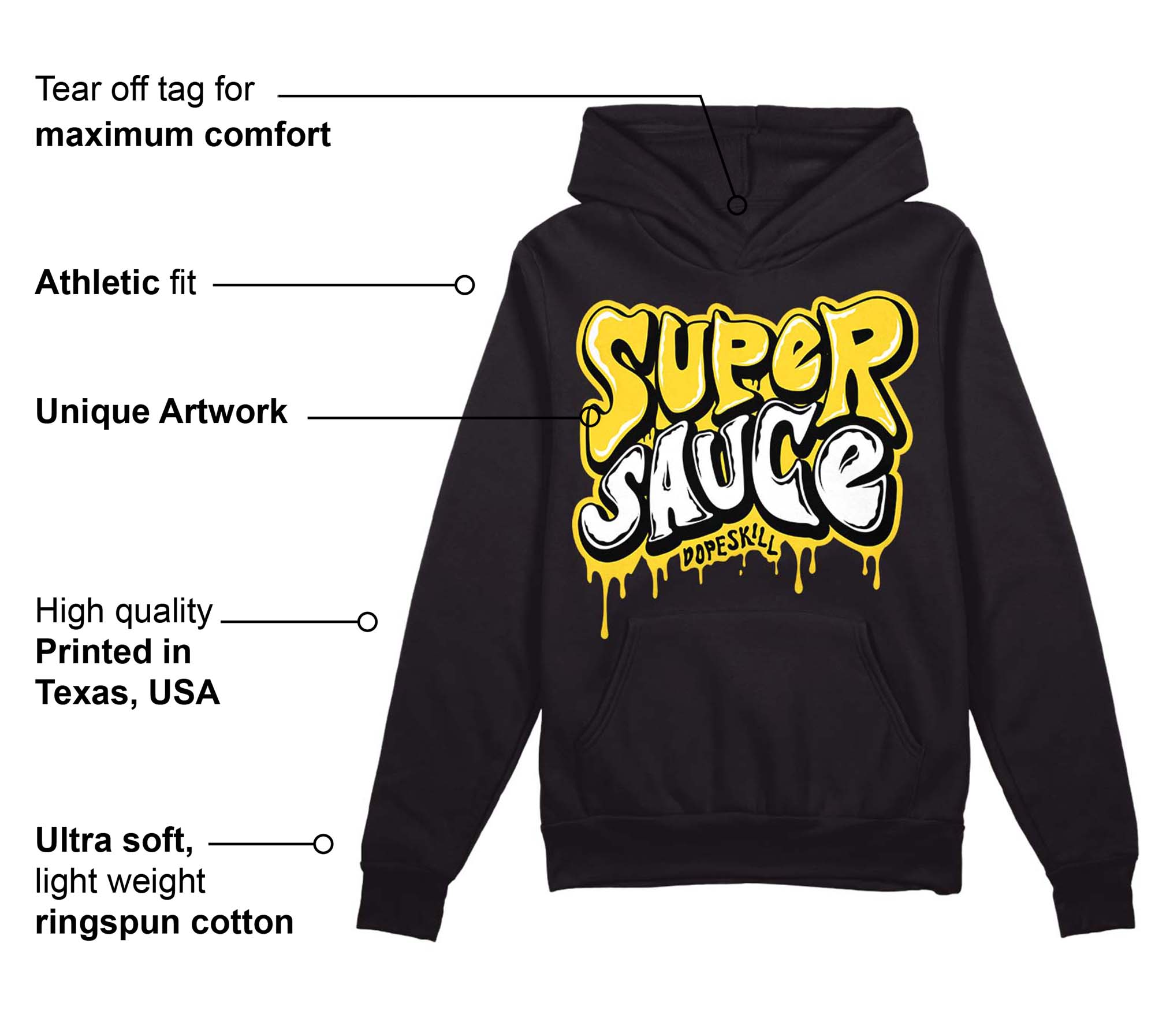 Black Tour Yellow AJ 4 Thunder superstreetwear Hoodie Sweatshirt Super Sauce Graphic