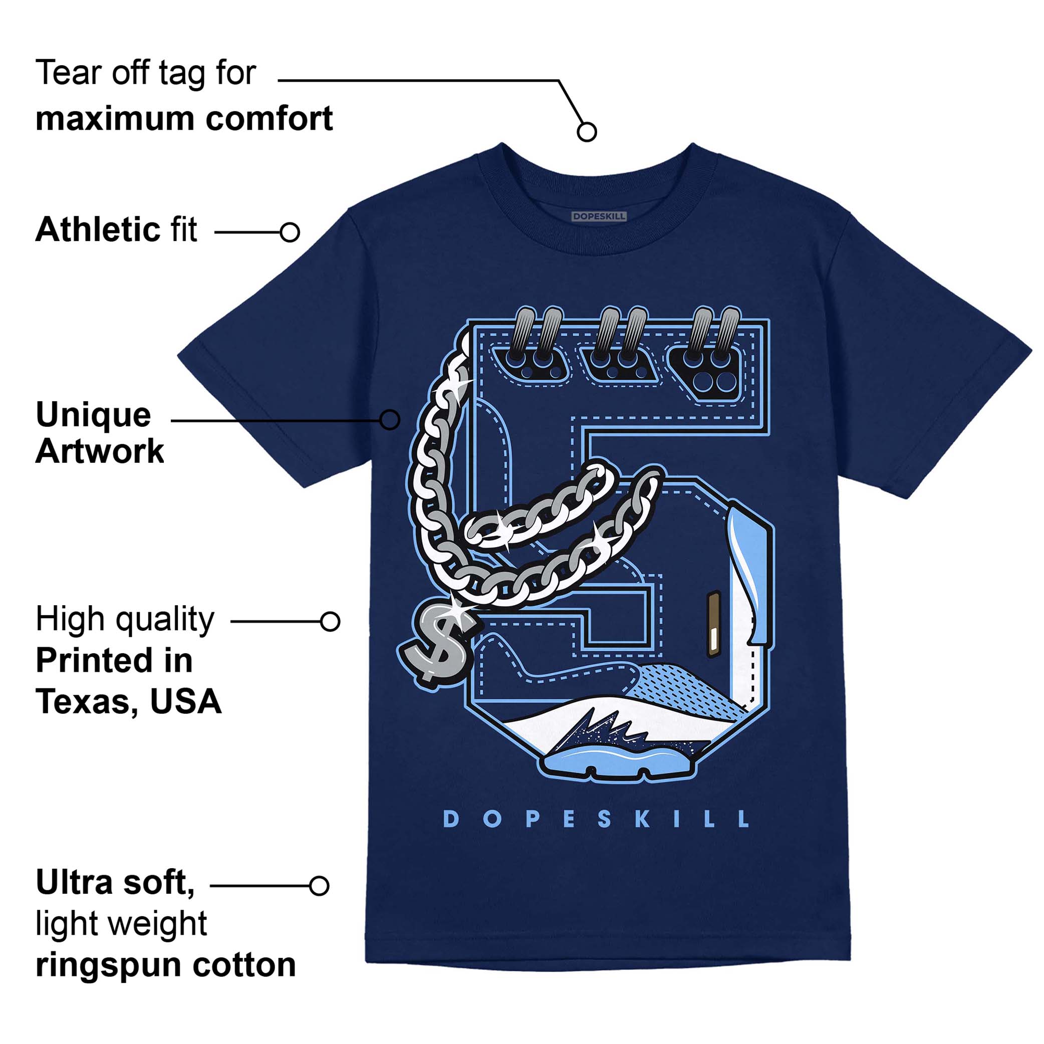 Midnight Navy 5s superstreetwear Navy T-Shirt No.5 Graphic